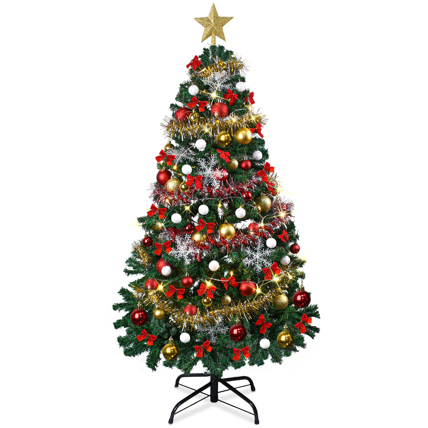 クリスマスツリー 150cm 枝数450本 暖色LEDライト クリスマスオーナメント付 組立簡単 高級 豪華 クリスマスグッズ