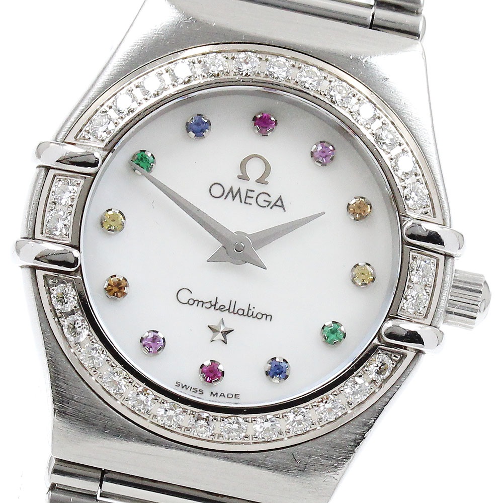 オメガ OMEGA 1475.79 コンステレーション アイリス 12P色石 ダイヤモンドベゼル クォーツ レディース _667673【中古】