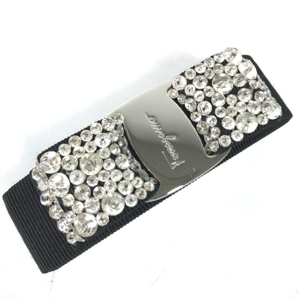 バレッタ ヴァラ リボン ラインストーン ロゴ 髪飾り 髪留め ヘアアクセサリー ナイロン ブラック