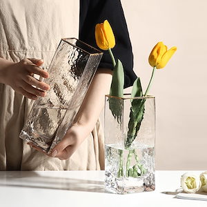 ガラス花瓶水耕栽培透明ゴールドエッジフラワーアレンジメントホームリビングダイニングテーブルアートフラワーショップ花瓶