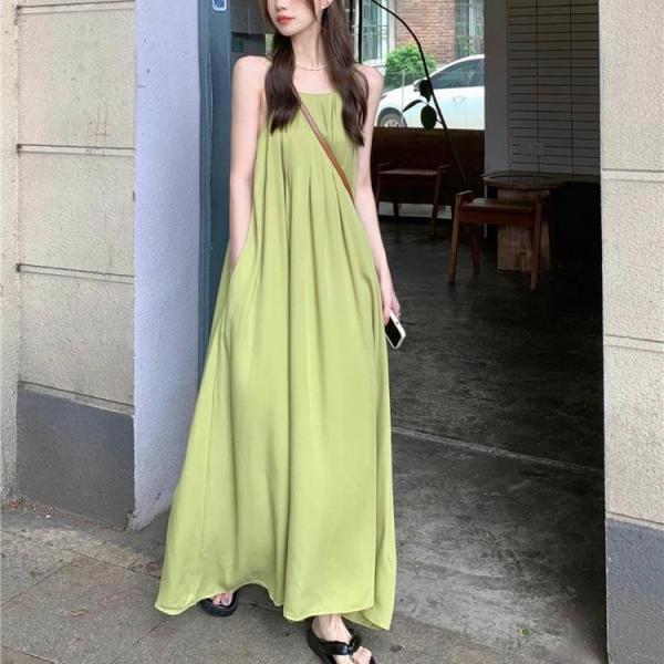 [8月新品-大ヒット中]キャミワンピース レディース 40代 50代 きれいめ 春 夏 春夏 無地 肩紐 ノースリーブ ロング丈 Aラインキャミワンピース レディース 40代 50代 きれいめ 春 夏