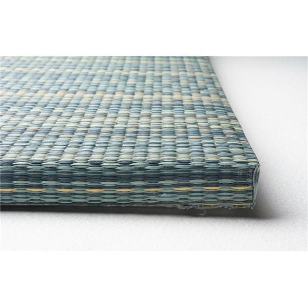 置き畳/リビング用品 約幅82奥行82高さ2.5cm ブルー い草100％ 軽量 防滑 空気清浄 キズ防止 フラッタ 倉敷II