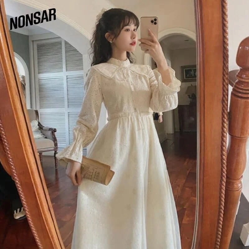 【3日で出荷】リテラリーピュアホワイトロングドレスワイルドフェアリードレス女性春21ウエストシ