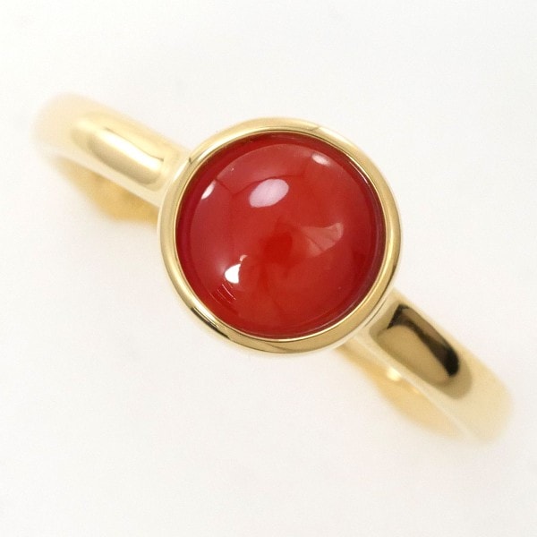 K18 18金 YG イエローゴールド リング 指輪 6号 サンゴ ジュエリー 中古