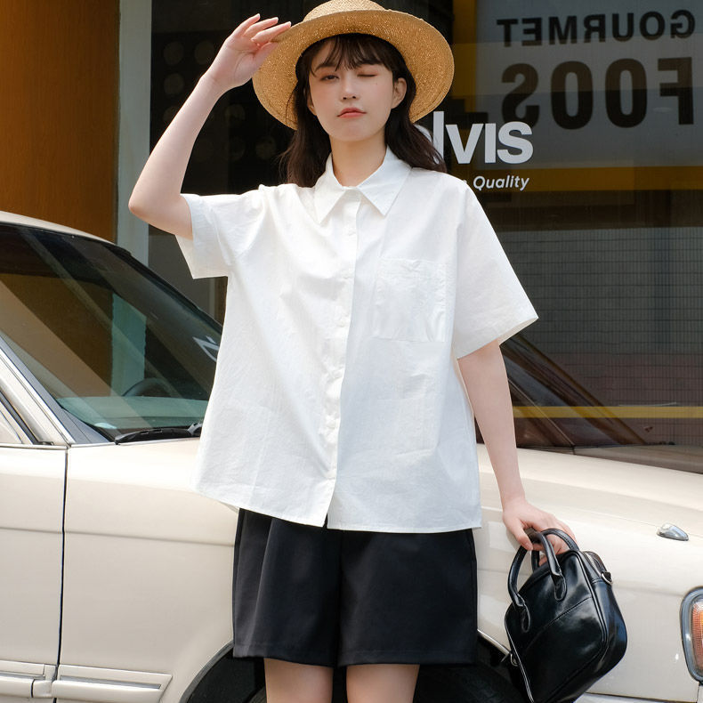 ゆったり ホワイトシャツ レディース 薄手 半袖 ロング丈 エレガント トップス941