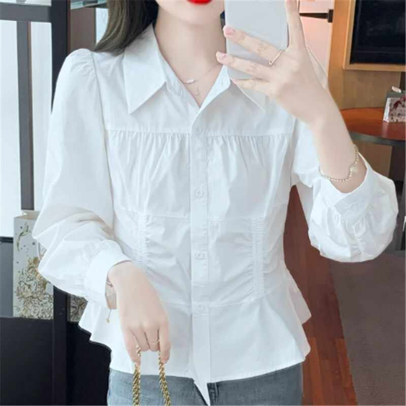 トップス シャツ ブラウス 袖あり 長袖 シャツ袖 POLO襟 ストレート かわいい 大人可愛い きれいめ シンプル カジュアル 大人 上品 おしゃれ お洒落 かっこいい レトロ 大人女子 こなれ感 5,307円