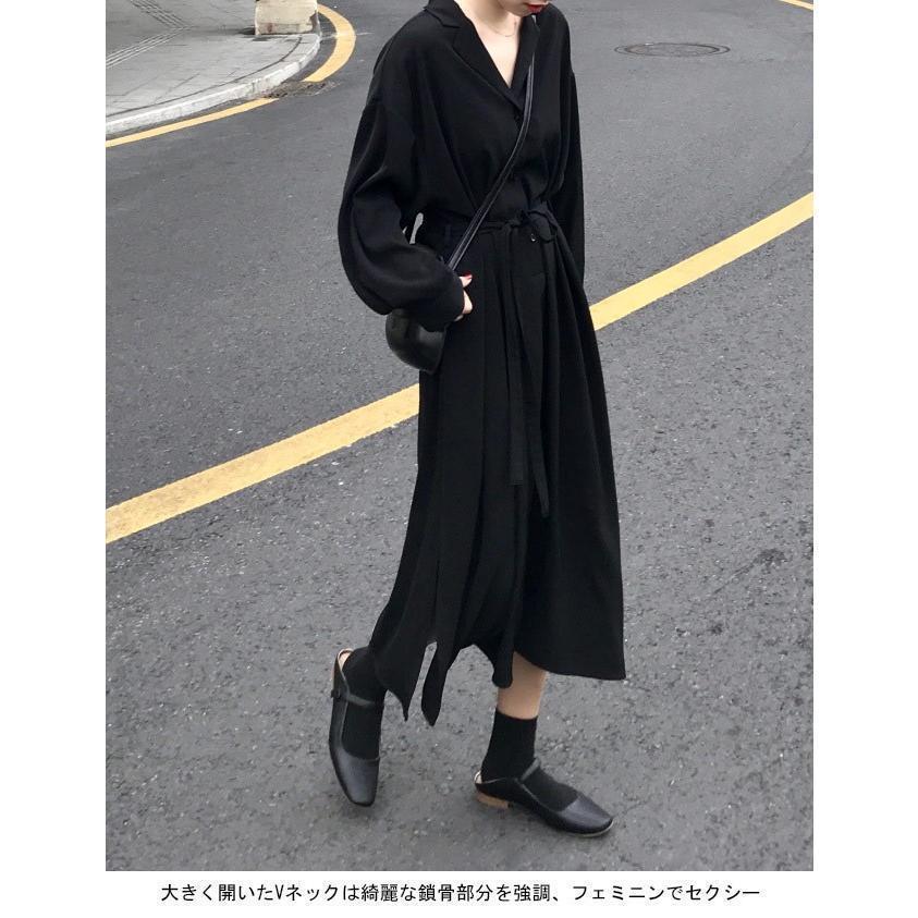 春 夏 ロングワンピ 長袖 ワンピース Vネック 長袖ワンピース レトロ ウエスト調整可 チュニック マキシ丈ワンピース 春秋 お洒落