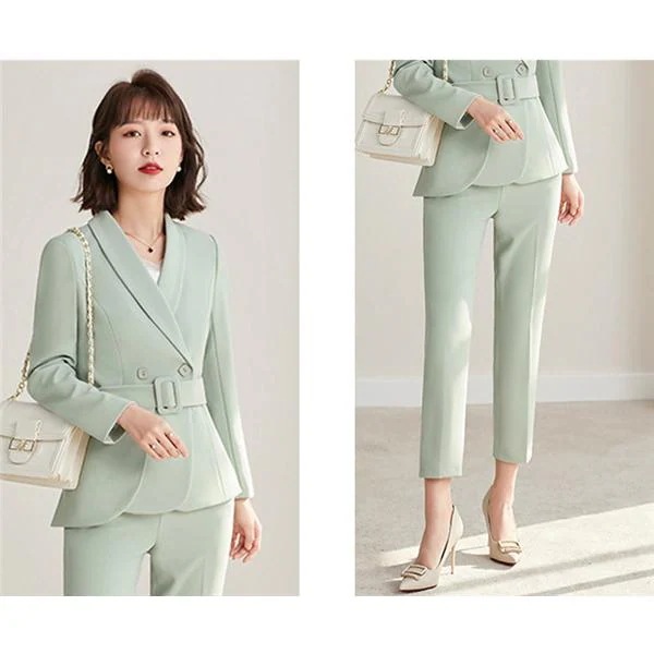 レディーススーツ長袖2点セットジャケット無地vネックパンツスーツ大人通勤ビジネスフォーマルオフィスカジュアル秋春