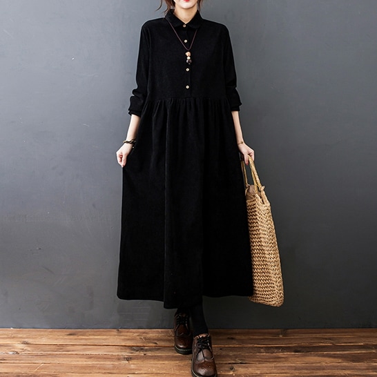 ワンピース フレアワンピース Aライン ミモレ丈 ロング丈 長袖 フレア 伸縮性 ポロカラー 無地 かわいい 大人可愛い きれいめ シンプル 大人 上品 おしゃれ フェミニン 大人女子 こなれ感