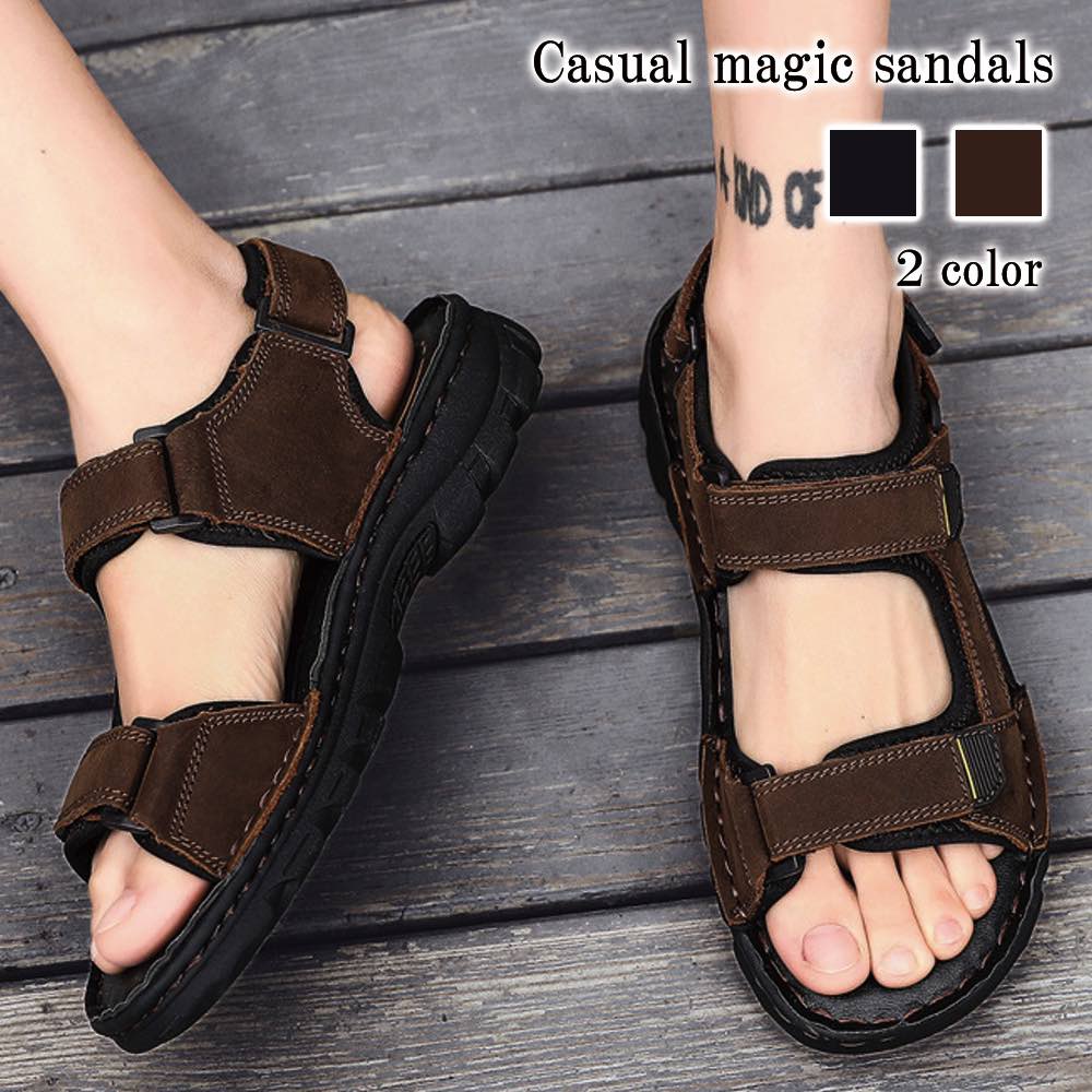 サンダル メンズ カジュアルマジックサンダル ハイ 防寒 春 大きいサイズ 大人 安い おしゃれ ビーチサンダル シャワーサンダル サボサンダル レザー 人気 秋 革 海 スリッパ 黒 ブランド スリ
