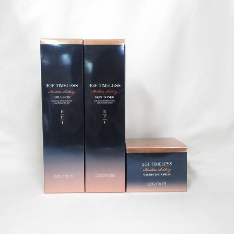 新品3種セット コスムラ 3GF TIMELESS L&K エマルジョン 120ml / フェイストナー 120ml /フェイスクリーム 50ml ( 0217-y1 )