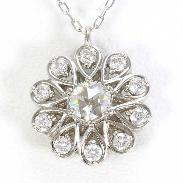 PT950 PT850 ネックレス ダイヤ 0.14 0.10 約40cm ジュエリー 中古