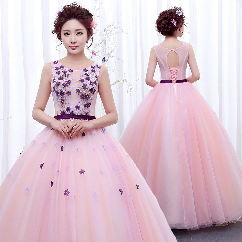 カラードレス パーティードレス 演奏会用ロングドレス ウェディングドレス 結婚式 花嫁 安い ２次会 ピンク 結婚式