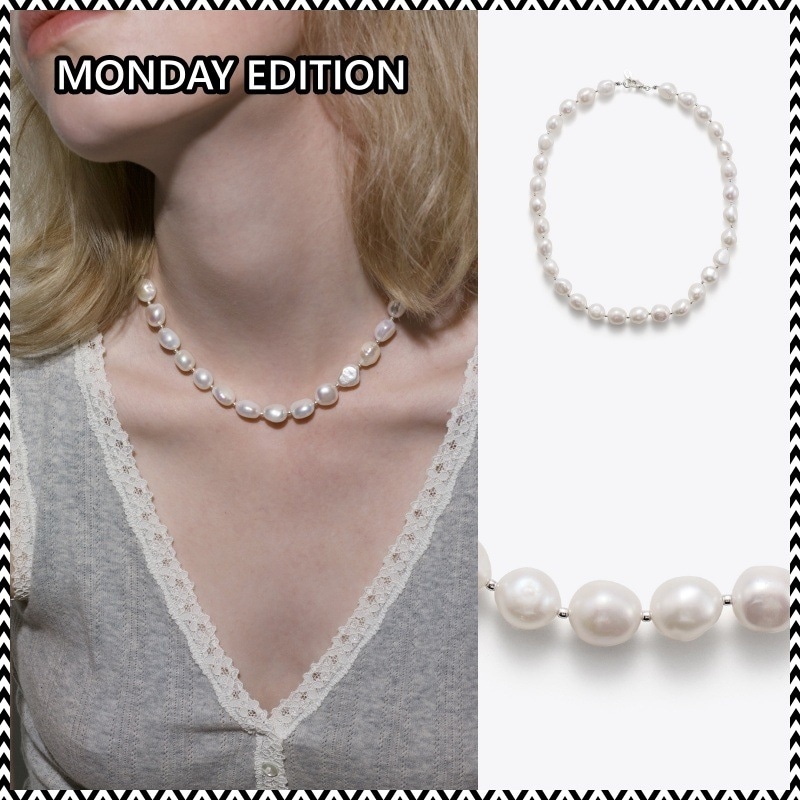 MONDAY EDITION THE BAROQUE PEARL SILVER BALL NECKLACE