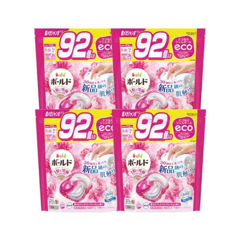 P＆G　(ケース販売)ボールドジェルボール4D華やかプレミアムブロッサムの香り つめかえ超メガジャンボサイズ92個×4　BDGBブロツサSMJCS