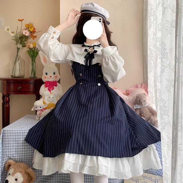 ロリータプリンセスドレスセットドレスロリータ日常ノースリーブストラップレスドレスドレスフルセット