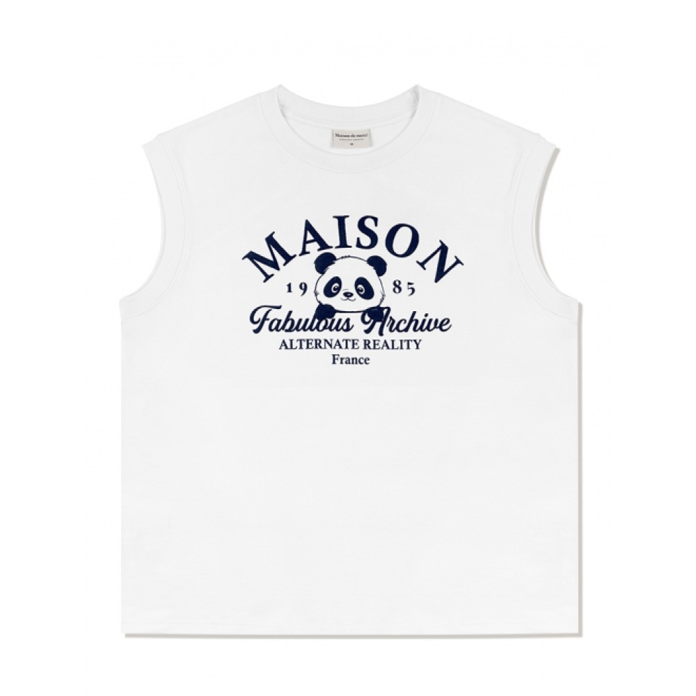 ファビュラスアーカイブユニセックスオーバーフィットベアプーノースリーブトップホワイト (FCE2TS403M)