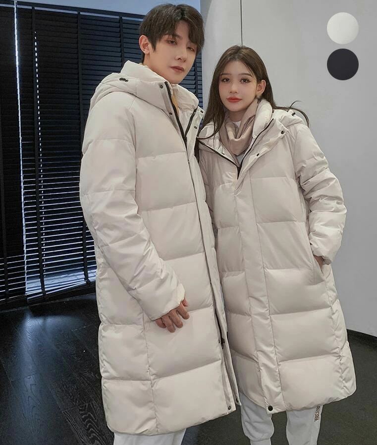 秋冬 暖かい ダウンコート メンズ ロングコート 男女兼用 ダウンジャケット 大きいサイズ レディース フード付き お揃い ペアルック 韓国風 可愛い カップル 防寒服 ビジネスコート カジュアル 冬