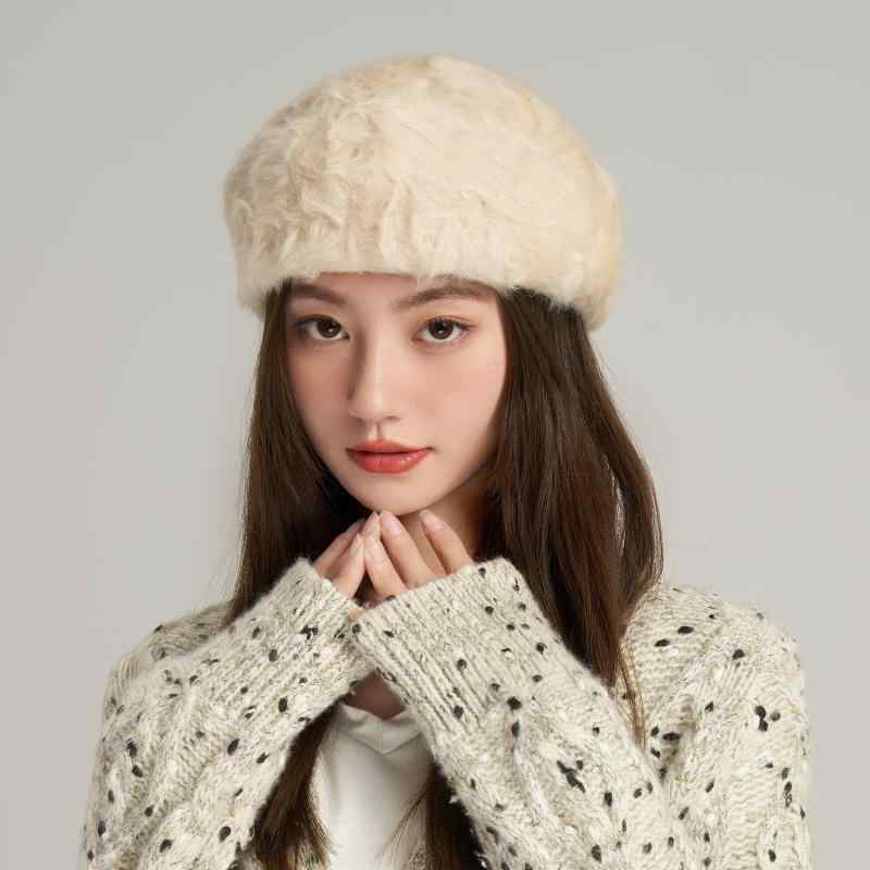 秋服 レディース ファッション オシャレ アイテム カワイイ シンプル 大人カワイイ ラビットファー ベレー帽 韓国スタイル 画家帽子 柔らかい 帽子 5,998円