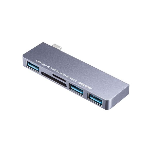 (5個セット) サンワサプライ USB Type-Cハブ(カードリーダー付き) USB-3TCHC18GYX5スイッチングハブ