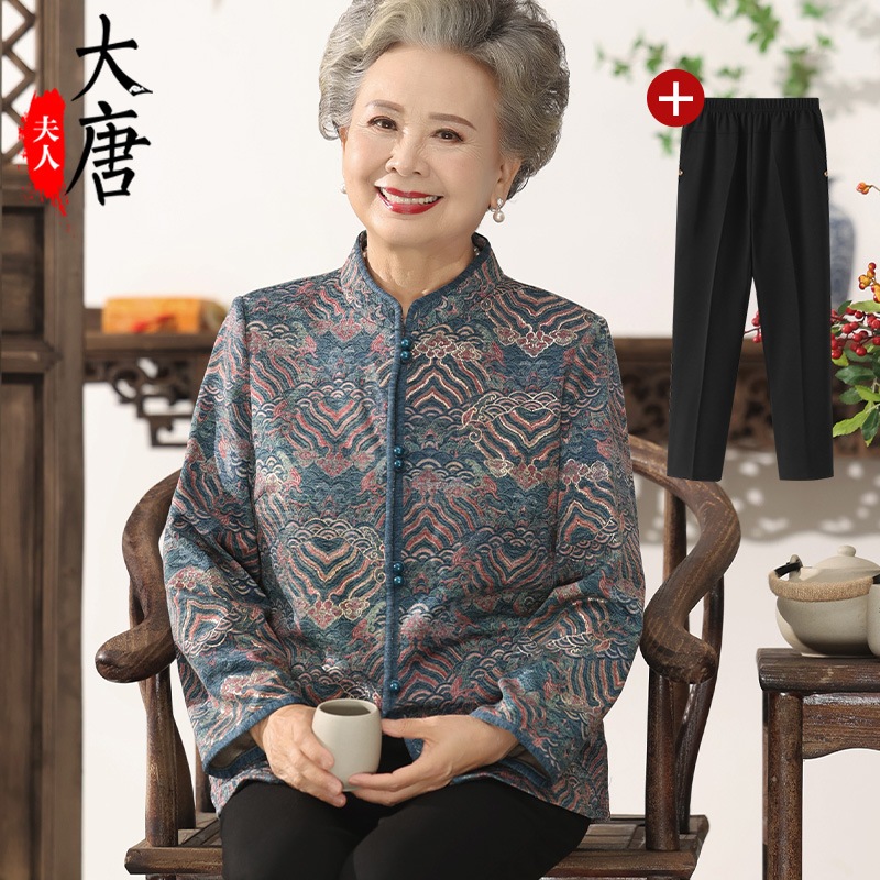 おばあちゃん向け秋物中高年女性用シャツお母さん用長袖お年寄り・おばあちゃん用薄手秋コート