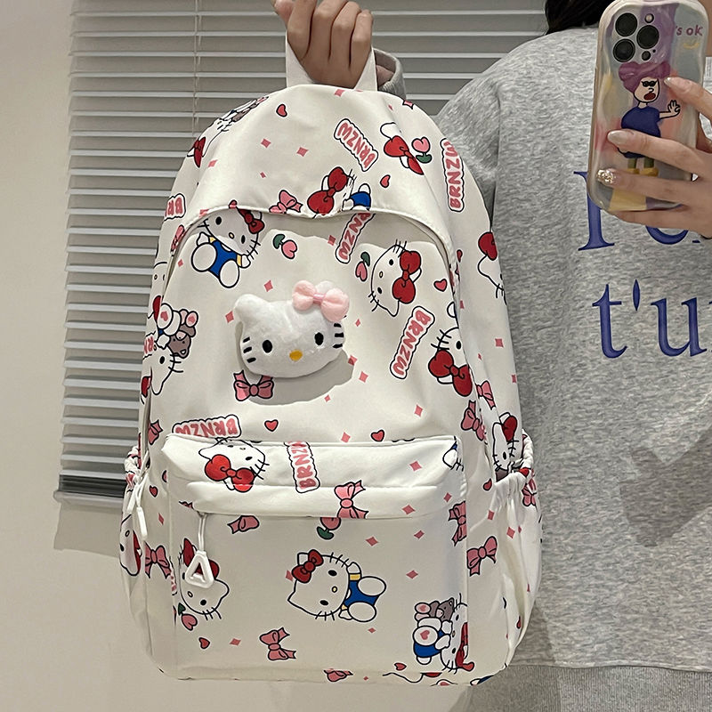 メガ割-新しい森系ハローキティプリントショルダーバッグ軽量通気耐摩耗リュックサック大容量クーロミ漫画学生カバン