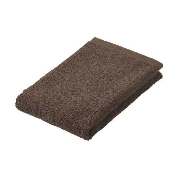 （まとめ）日本製業務用厚手フェイスタオル ブラウン 1枚 (×10セット)