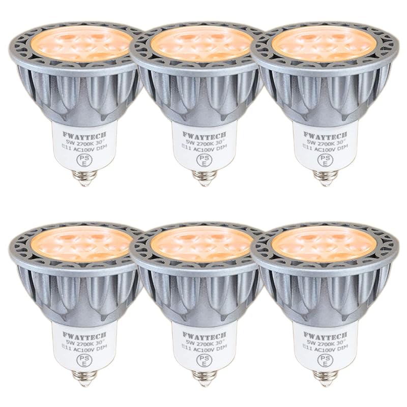 FWAYTECH LEDスポットライト E11 電球色 5W 調光器対応 ダイクロ型40W50W相当 中角30度 ダクトレールLEDスポットライト 密閉器具対応 (2700K電球色相当, E11口金