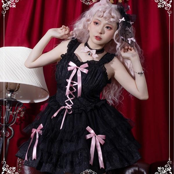 ワンピース コスプレ ロリータ ゴスロリ パーティー 発表会 可愛い リボン フリル ワンピース かわいい おしゃれ ワンピース ロリータ 衣装