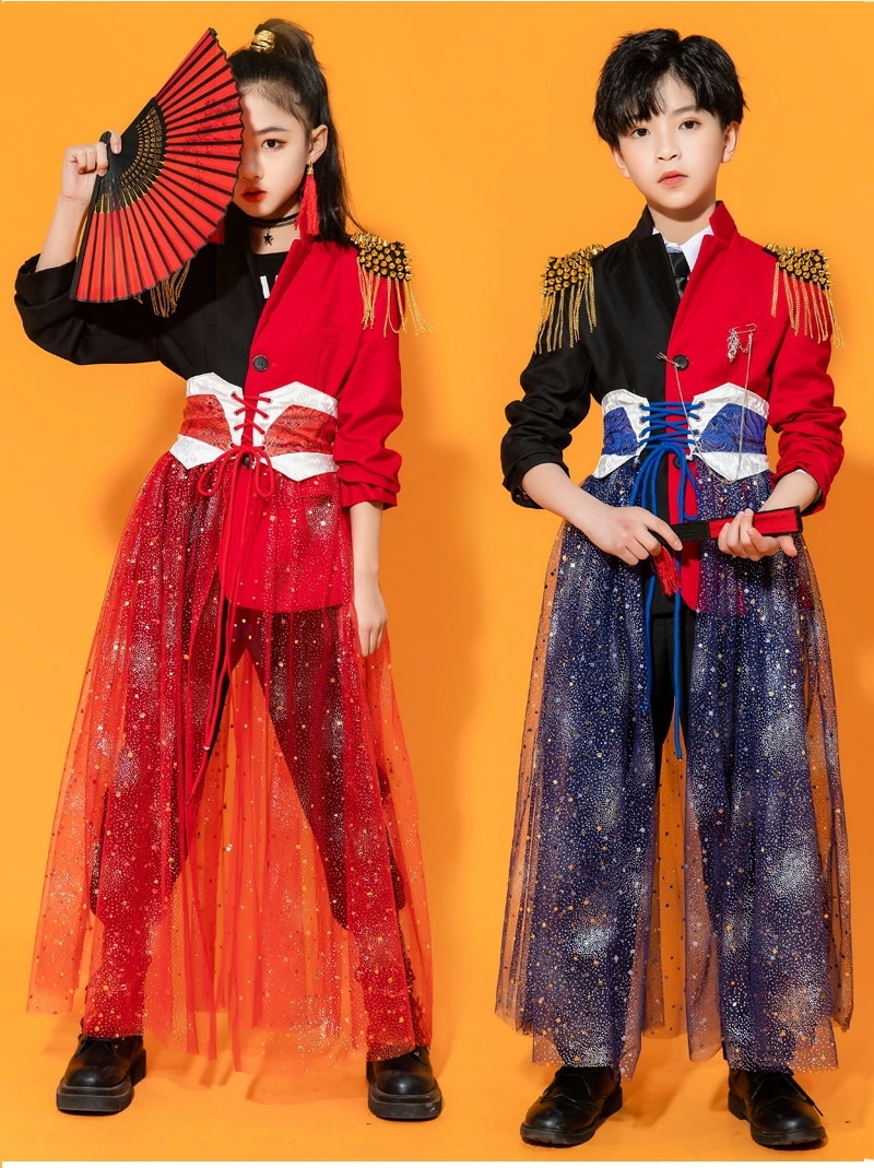 発表会 団服 女の子 110-170 舞台 黒赤系 jazz ダンスウエア イベント 男の子 おしゃれ ストリートダンス 舞台服 ジャズダンス クール系 普段着 ステージ 演出衣装 hippop 学園