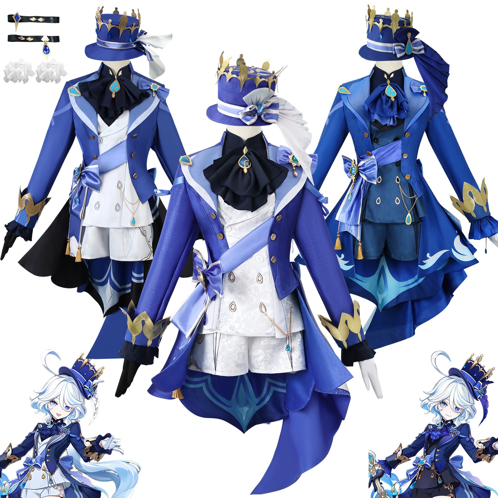 【期間特恵】水神コス ブラックフーカルロスフォンテーヌ 水神フニナ コスプレ アニメ ロールプレイング コスチューム