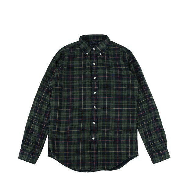 ポロラルフローレン22FW 710886292001 グリーン ネイビー プラッド ダブルフェイス シャツ LNL