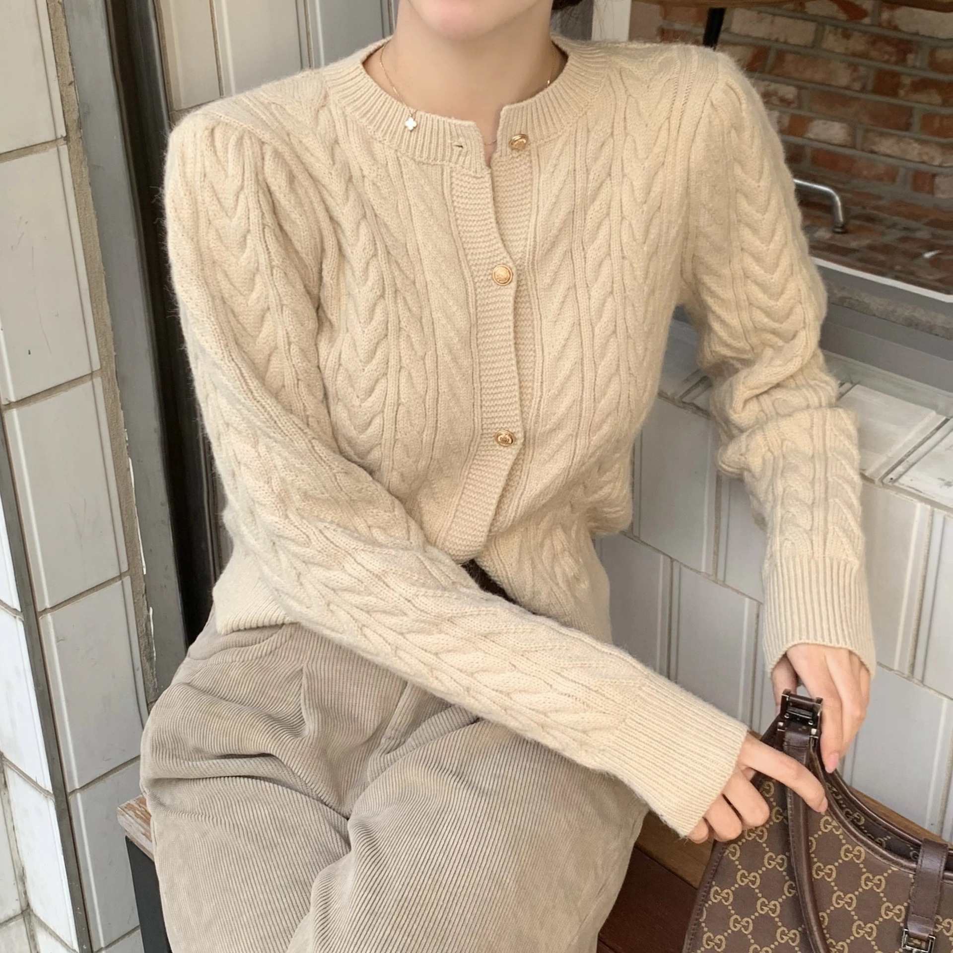 韓国ファッション レディース ニットカーディガン 可愛らしいニット カジュアルセーター