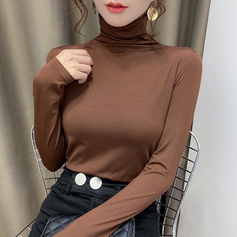 レディース 秋冬 長袖 Tシャツ タートルネック ハイネック 無地 きれいめ スリム ストレッチ カットソー トップス ボトムシャツ インナー 肌着 ティーシャツ ロンティー 服 シンプル カジュア
