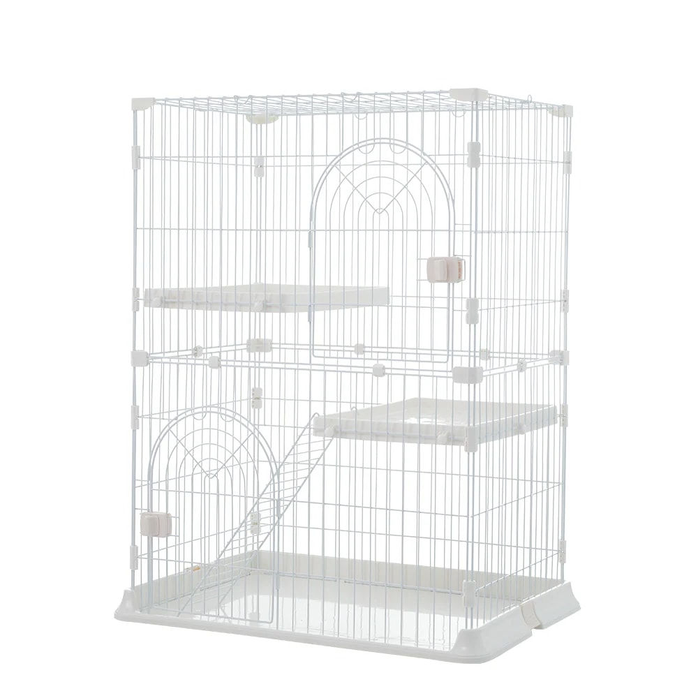 1465おしゃれ 猫 ケージ キャットケージ 2段 猫ゲージ おしゃれ キャットハウス ネコ ハウス 多段 留守番 保護 脱走防止 多頭飼いペットケージ【ホワイト】