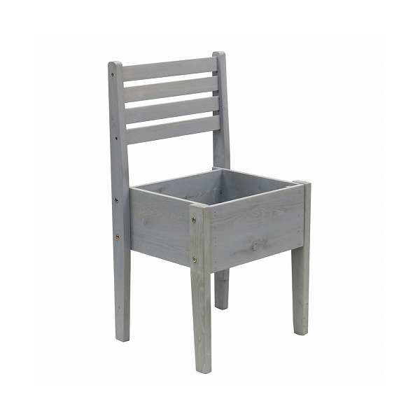 住まいスタイル 天然木製チェア型プランタースタンド 幅40cm グレー CP40GRY メーカー直送