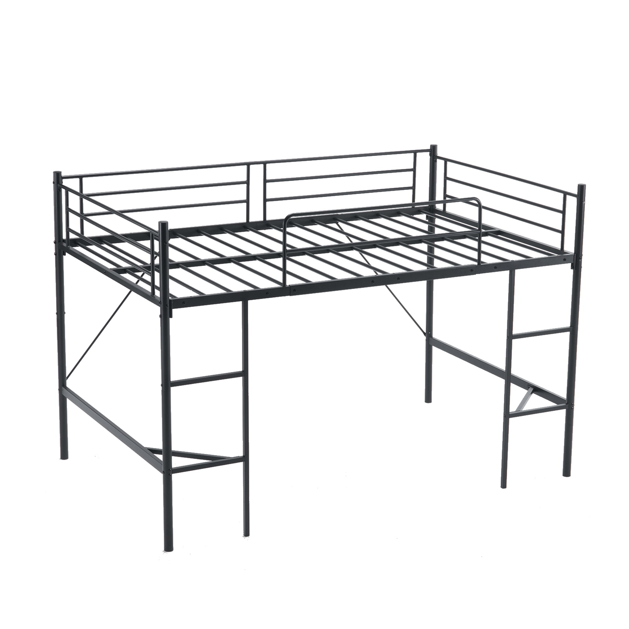 【国内発送 無-送料】248【新作】【ブラック】【SDセミダブル】 ロフトベッド パイプベッド ベッド デスク付 木 収納 北欧風 子供部屋 スチール 耐震 ベッド