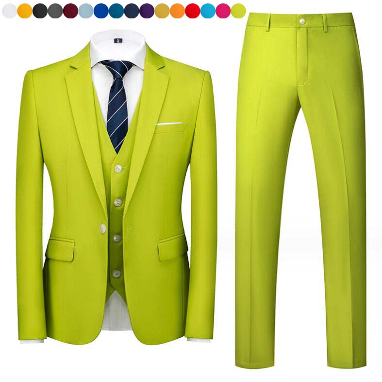 【新品セール 】スーツセット ビジネススーツ メンズ 3ピーススーツ 無地 スリム カジュアルスーツ 3点セット 韓国風 結婚式スーツ 3点セット ジャケット+ベスト+パンツ シングルスーツ 入学/卒 6,648円