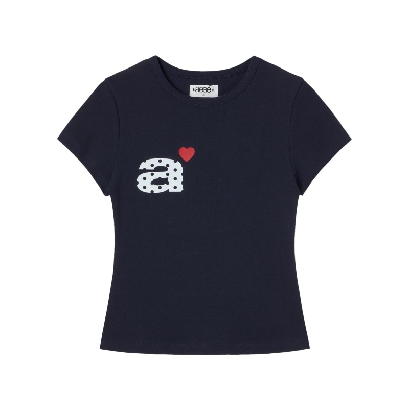 ドットスモールレターティー NAVY 可愛い おしゃれ ディリーファッション ガーリールック Tシャツ 韓国ファッション 韓国ブランド