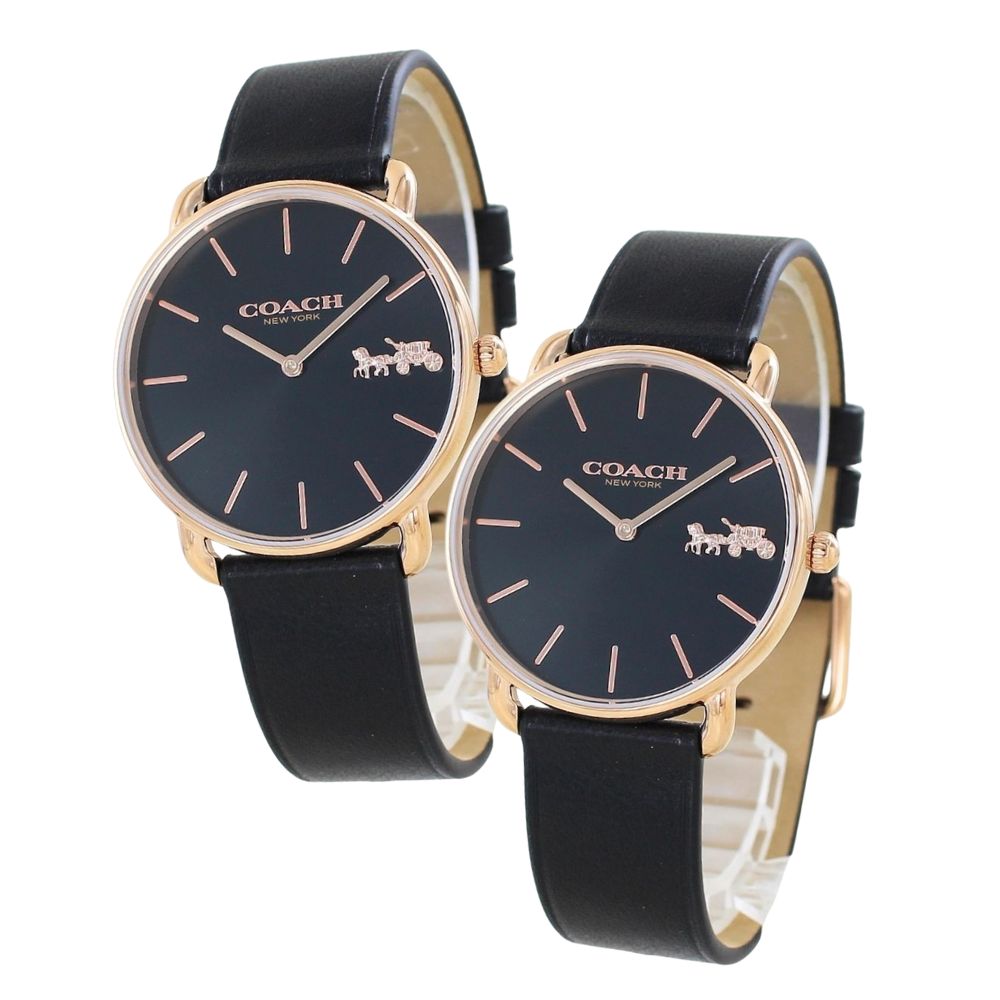 コーチ ペアウォッチ 夫婦 両親 カップル ペア 腕時計 手表 同じサイズ ペア腕時計 お揃い おしゃれ シンプル 革ベルト ブラック 結婚祝い 誕生日 プレゼント 結婚記念日 ペアギフト おすすめ