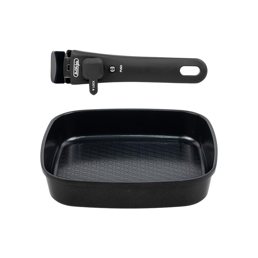 boohgle ボオグル フライパン・鍋 セット IH&ガス火対応 取っ手がとれる くっつきにくい セラミックコーティング 洗いやすい 26cmフライパン (ブラック 26cmフライパン)