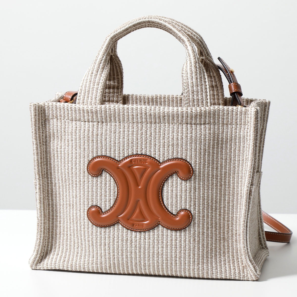 CELINE セリーヌ ハンドバッグ Small Cabas スモール カバ タイス 199162FEE.02BG レディース ショルダーバッグ Triomphe トリオンフ ストライプ Beige