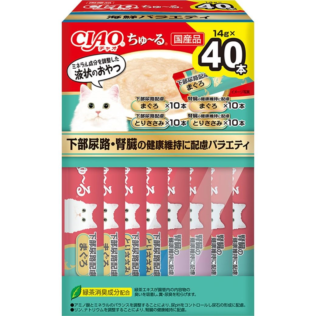 チャオ (CIAO) ちゅ~る 下部尿路・腎臓の健康維持に配慮バラエティ 14g×40本 BOX