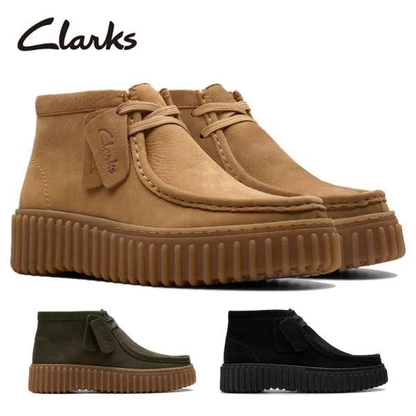 クラークス レディース 厚底 モカシン 軽い レースアップ スエード Torhill Moss トーヒルビーモス ブラック ダークグリーン Clarks 26179359 2617935