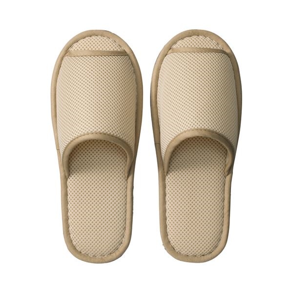 （まとめ） TANOSEE ウォッシャブル メッシュスリッパ ベージュ 1足 [x10セット]