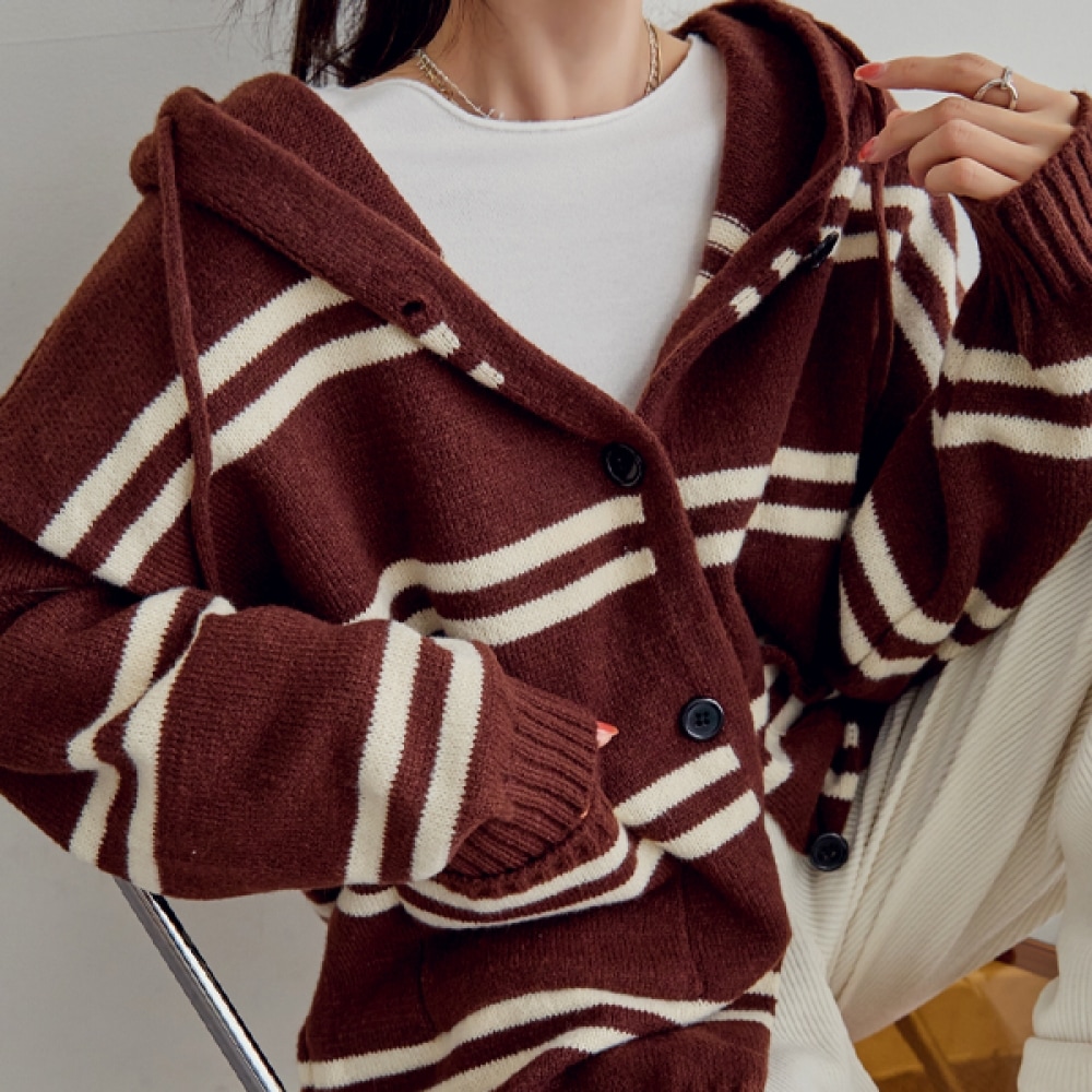 (NAK21) (55~99) ダンガラフード付きニットカーディガン NK43-J-61