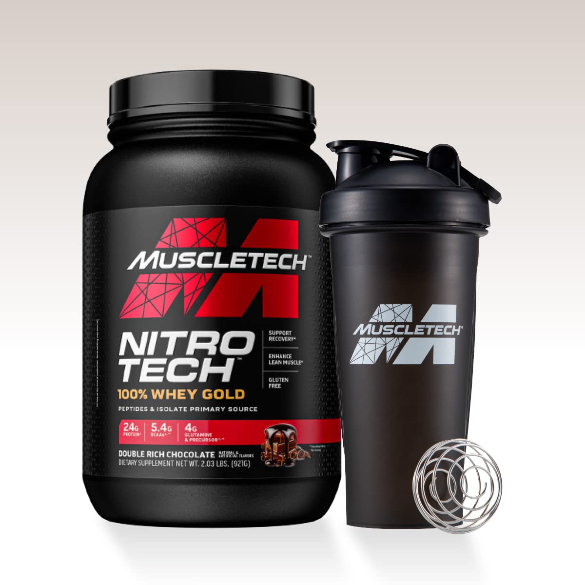 【セット買い】Muscletech WHEY GOLD ダブルリッチチョコレート 910g +マッスルテックシェイカーブラック(600ml)