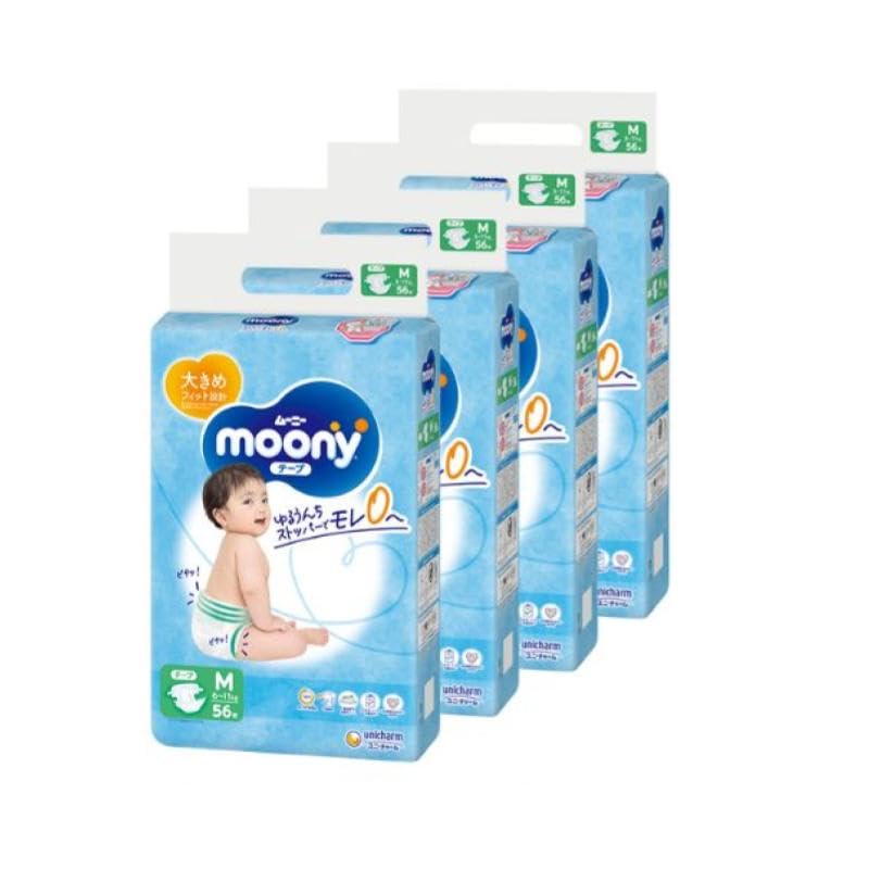 【テープ Mサイズ】ムーニー マシュマロ肌ごこち モレ安心 オムツ（6~11kg）224枚（56枚×4） [ケース品]