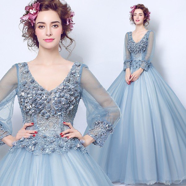 ウエディングドレス 長袖 カラードレス コンサート 安い 結婚式 ロングドレス 演奏会 二次会 プリ