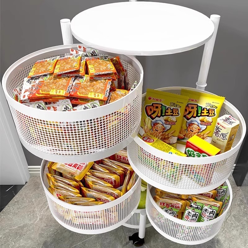 スナック収納ラック家庭用リビングルームドリンクウォーターカップ床から天井へのホイール移動可能なロータリーストレージラックキッチン野菜バスケット